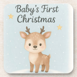 Baby first Christmas reindeer cute festive nursery コースター