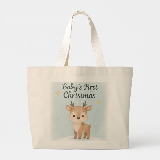 Baby first christmas reindeer cute festive outing  ラージトートバッグ (裏面)