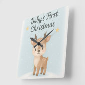 Baby first christmas reindeer cute gentle nursery  スクエア壁時計 (傾斜)