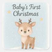 Baby first christmas reindeer cute pastel holiday  スクエアシール (正面)