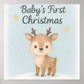 Baby first christmas reindeer nursery wall ポスター (正面)