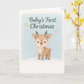 Baby first christmas reindeer sweet gentle holiday カード (黄色い花)
