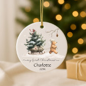 Baby First Christmas Woodland Bear セラミックオーナメント