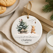 Baby First Christmas Woodland Bear セラミックオーナメント