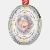 Baby First Christmas Yellow Purple Photo Keepsake メタルオーナメント (左)