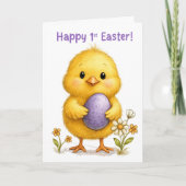 Baby First Easter Cute Chick with Purple Egg カード (正面)