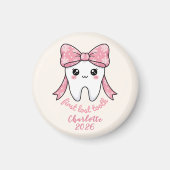 Baby First Tooth Pink Bow Milestone Kawaii Tooth マグネット (正面)