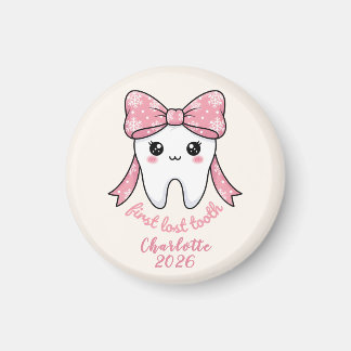 Baby First Tooth Pink Bow Milestone Kawaii Tooth マグネット