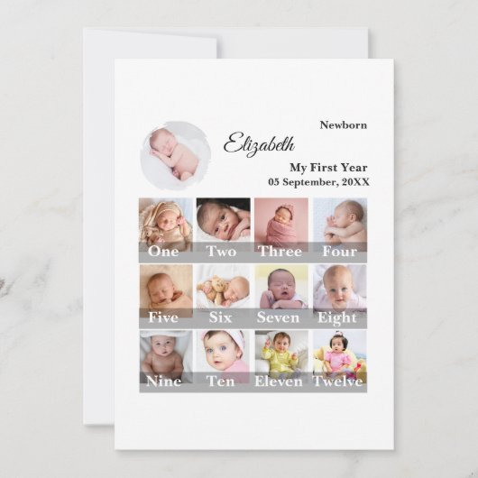 Baby First Year 12 Month Photo Collage  Milestone (正面)