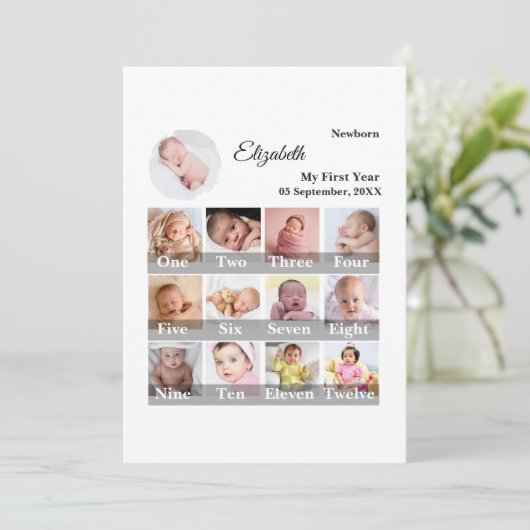 Baby First Year 12 Month Photo Collage Milestone (スタンド正面)