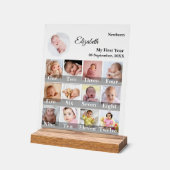 Baby First Year 12 Month Photo Collage Milestone アクリルサイン (傾斜)