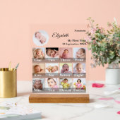 Baby First Year 12 Month Photo Collage Milestone アクリルサイン (ウェディング)