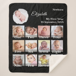 Baby First Year 12 Month Photo Collage  Milestone シェルパブランケット
