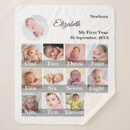 Baby First Year 12 Month Photo Collage  Milestone シェルパブランケット