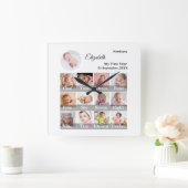 Baby First Year 12 Month Photo Collage  Milestone スクエア壁時計 (ホーム)