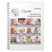 Baby First Year 12 Month Photo Collage  Milestone ノートブック (正面)