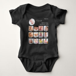 Baby First Year 12 Month Photo Collage  Milestone ベビーボディスーツ