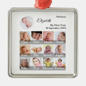 Baby First Year 12 Month Photo Collage  Milestone メタルオーナメント (正面)
