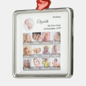 Baby First Year 12 Month Photo Collage  Milestone メタルオーナメント (左)