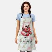 Baby Flamingo Chick Wishing You A Merry Christmas エプロン (着用した状態)