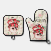 Baby Flamingo Chick Wishing You A Merry Christmas 鍋つかみ&鍋敷きセット (正面)