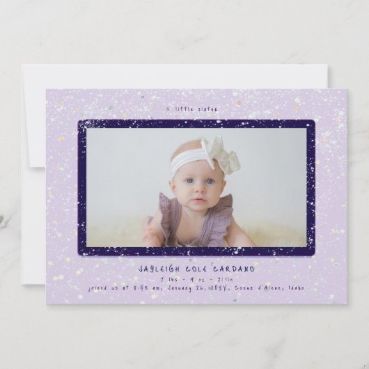 Baby Flurry | Horizontal Birth Announcement 招待状 (正面)