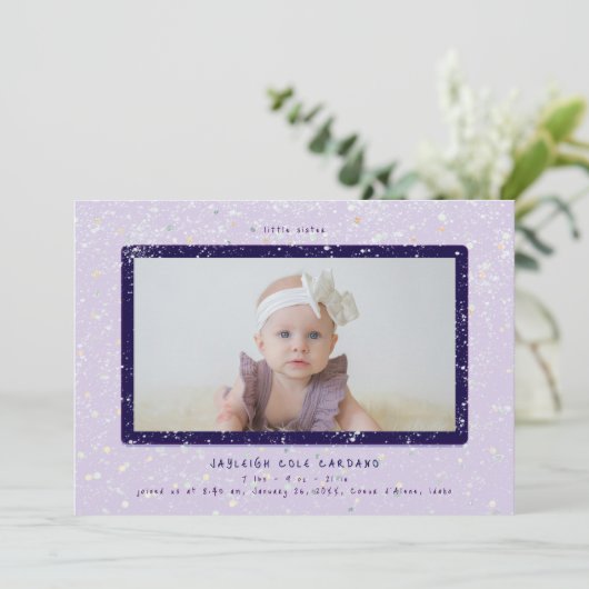 Baby Flurry | Horizontal Birth Announcement 招待状 (スタンド正面)