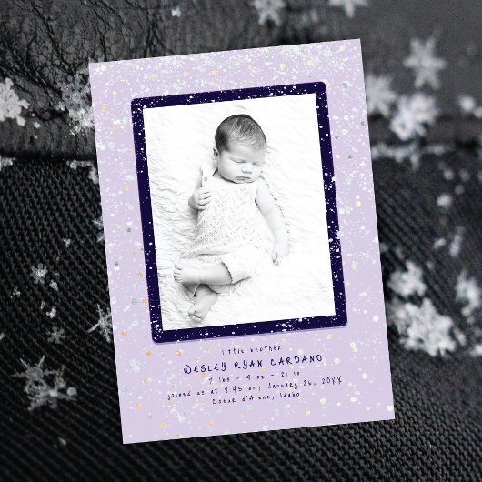 Baby Flurry | Vertical Birth Announcement 招待状