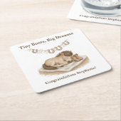 Baby Foal Cowboy Boots Baby Shower スクエアペーパーコースター (アングル)