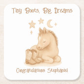Baby Foal Cowboy Boots Baby Shower スクエアペーパーコースター (正面)