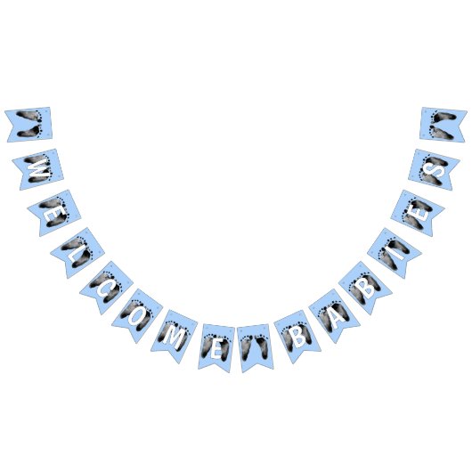 Baby Footprints For Baby Shower バンティングフラッグ (全)