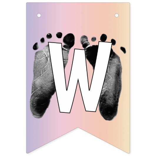 Baby Footprints Rainbow Design for Multiple Birth バンティングフラッグ (第2の旗)