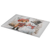 Baby Fox and Snowman カッティングボード (角)