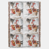 Baby Fox and Snowman スローブランケット (正面縦)