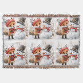 Baby Fox and Snowman スローブランケット (正面)