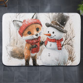 Baby Fox and Snowman バスマット