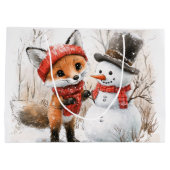 Baby Fox and Snowman ラージペーパーバッグ (裏面)
