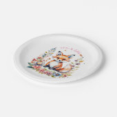 Baby Fox in Flowers | Baby Shower It's a Girl ペーパープレート (アングル)