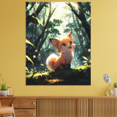 Baby fox in the forest キャンバスプリント (インサイチュ (リビング))