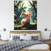Baby fox in the forest キャンバスプリント (インサイチュ (寝室))