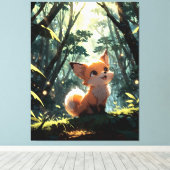 Baby fox in the forest キャンバスプリント (インサイチュ (ウッドフロア))