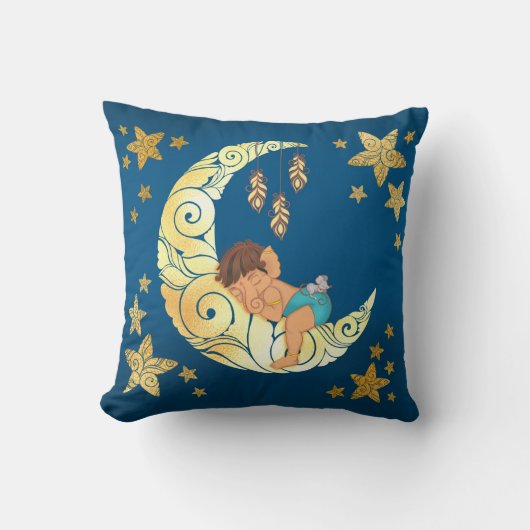 Baby Ganesha sleeping amongst the moon and stars クッション (正面)