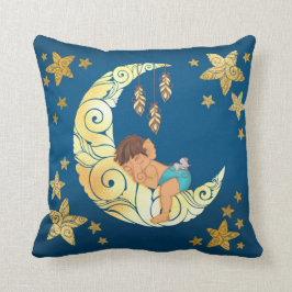 Baby Ganesha sleeping amongst the moon and stars クッション