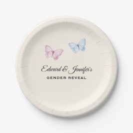 Baby Gender Reveal Butterflies 7-in ペーパープレート