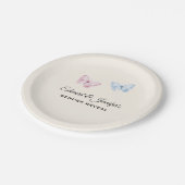 Baby Gender Reveal Butterflies 7-in ペーパープレート (アングル)