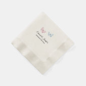 Baby Gender Reveal Butterflies 7-in 縁ありカクテルナプキン (角)