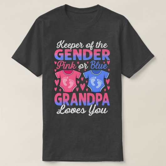 Baby Gender Reveal Shower Pink Or Blue Grandpa Lov Tシャツ (デザイン正面)