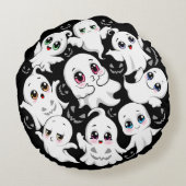Baby Ghosts Spooky Cute Halloween Mood ラウンドクッション (裏面)