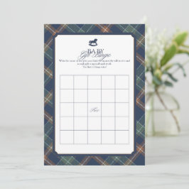 Baby Gift Bingo Game Navy Plaid Preppy Baby Shower アドバイスカード