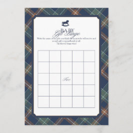 Baby Gift Bingo Game Navy Plaid Preppy Baby Shower アドバイスカード